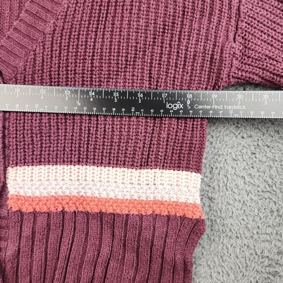 Women's Cropped Boxy Oversized Cardigan Sweater Extra Small Burgundy Y2K Preppy - Picture 5 of 11